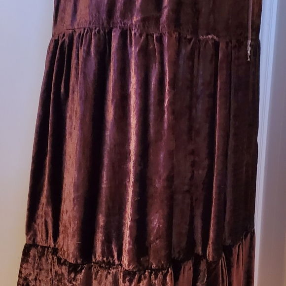 XL Long Velvet Dark Brown Skirt 3' Long Drawstring Waist 💝 - Picture 4 of 8